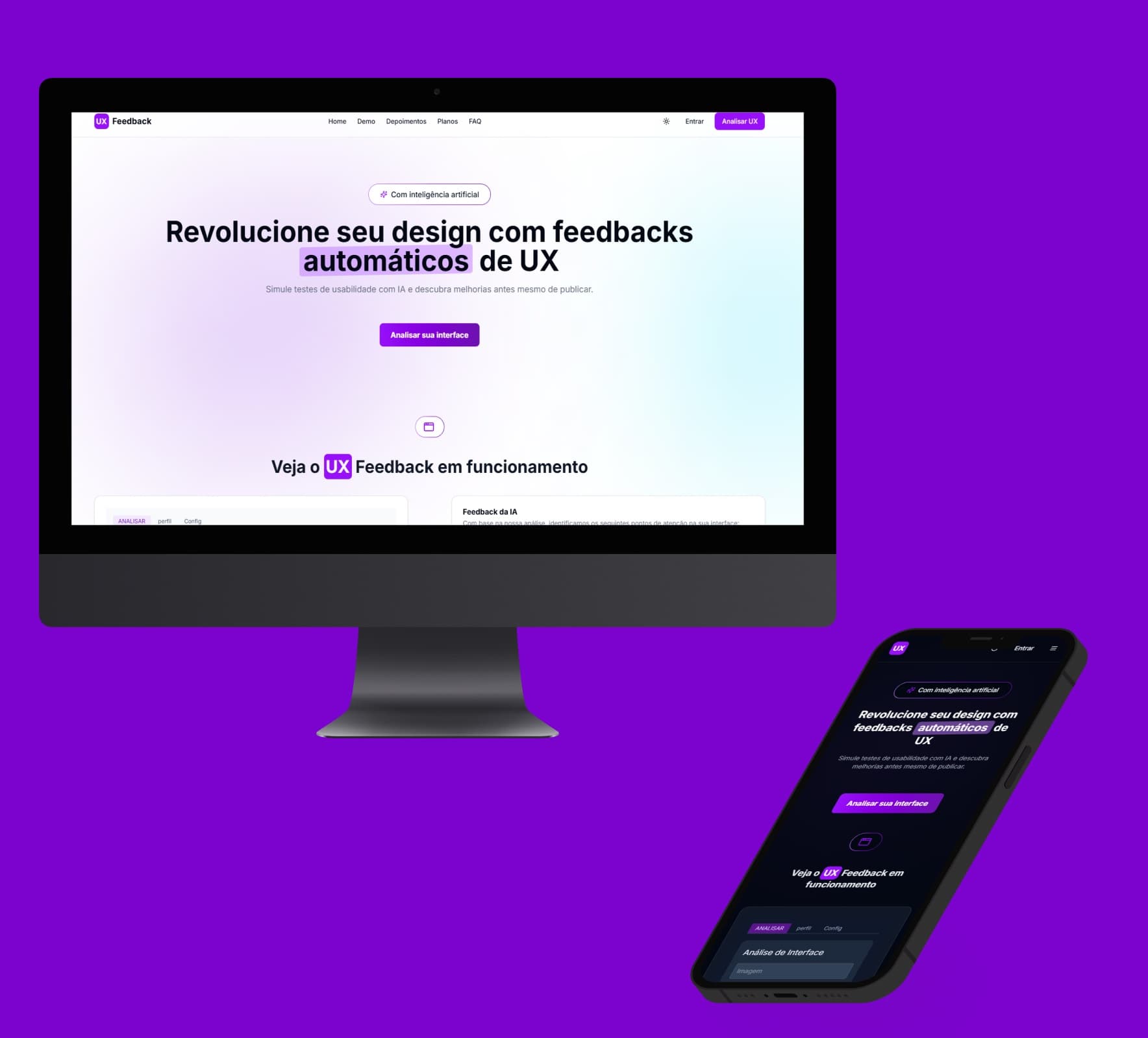 Home page do site UX Feedback